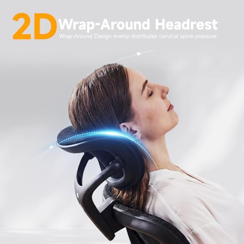 amseatec Ergonomic Mesh Office Chair with 5D Flip-Up Arms & 3D Lumbar Support, 2D Headrest, 4-Position Recline Lock, High Back Desk Chair 350lbs, Breathable Computer Chair for Home Office-Black