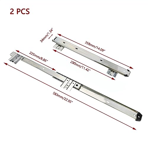 KUMGROT Keyboard Tray Slides 14" Silver Cold Rolled Steel Computer Drawer Tray Ball Bearing Keyboard Slides with Adjustable Height Bracket