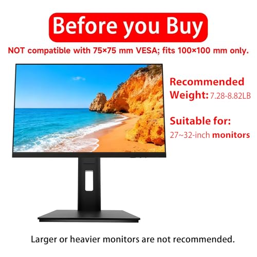 Brezpick 2026 Version Ergonomic VESA Monitor Stand, 150mm Spring Height adjustment,, Tool-Free Base, Swivel, Tilt & Rotation, for 26–32" Monitors, 7.28–8.82 lb, 100x100mm Vesa Mount (7.28～8.82LB)