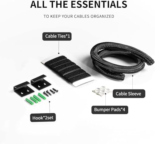 HomeBliss Large Cable Management Box-Stylish Wire Organizer, Wire Concealer and Wire Management Box-Wire Management Box with Protective Sleeve (Black)