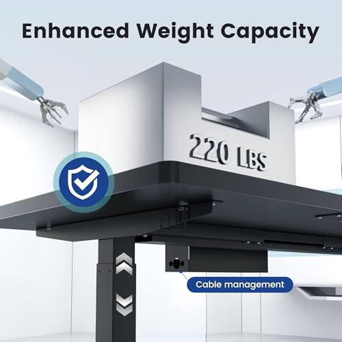 FEZIBO 71 x 37 Inch Electric Standing Desk with Integrated Dual-Beam & Cable Management, Memory Height Adjustable Computer Desk for Home Office Workstation, 1" Thick Large 3-Piece Tabletop Black