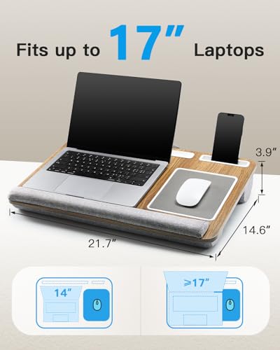 HUANUO Lap Desk Set - Fits up to 17 inches Laptop Desk, Built in Mouse Pad & Wrist Pad for Notebook, Laptop, Tablet