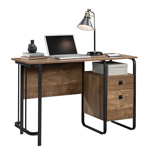 Sauder Station House Single Pedestal Desk, Etched Oak Finish