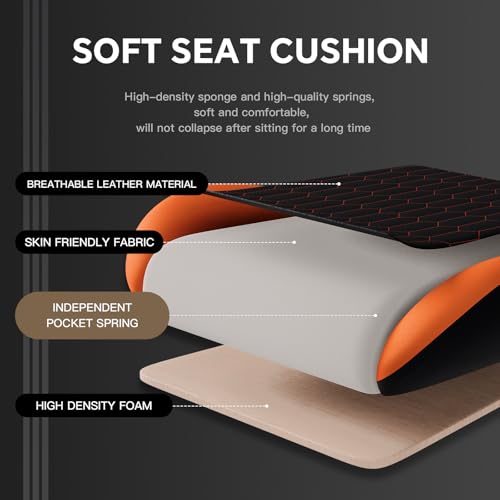 WOTSTA Gaming Chair with Footrest, High Back Gaming Chairs PVC Leather Ergonomic Gamer Chair with Adjustable Headrest Lumbar Support Racing Style Video Gaming Chair for Office/Home (Black Orange)