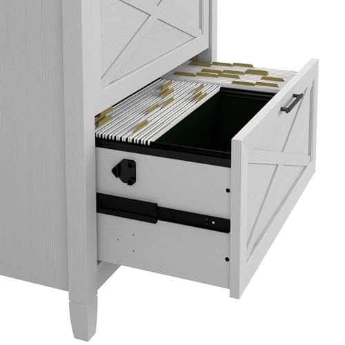 Bush Home Key West 2 Drawer Lateral File Cabinet in Pure White Oak, Document Storage for Home Office, Accent Chest with Drawers