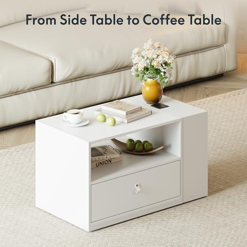 FLEXISPOT H7 CAB Height Adjustable Sit-Stand Computer Workstation Desk with Storage, Pneumatic Lift Laptop Desk with Drawer & Cabinet, Compact Small Space Home Office Desk (25.8"–41.3", White)