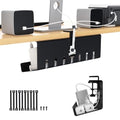 Syeeiex 17" Under Desk Cable Management Tray, No-Drill C-Clamp & Screw Mount, Heavy Duty Metal Cord Organizer with Cable Ties, for Office Home Workspace, Black