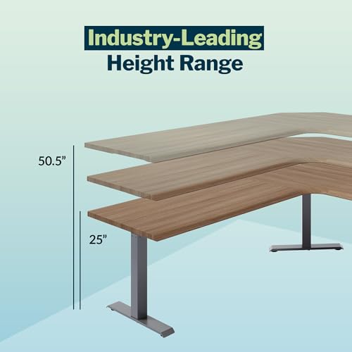 Vari ComfortEdge 80x80 L-Shape Electric Standing Desk – Height Adjustable Sit-Stand VariDesk for Corner Office with Reversible Left/Right Design + Walnut Top/Slate Legs (Ships in 3 Boxes)