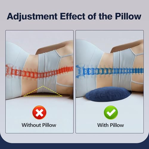 COMFYTHERA Lumbar Support Pillow for Sleeping Memory Foam Lumbar Support Cushion for Lower Back Pain Relief, Back Support Bed Pillow Waist Support (Dark Blue, Large)