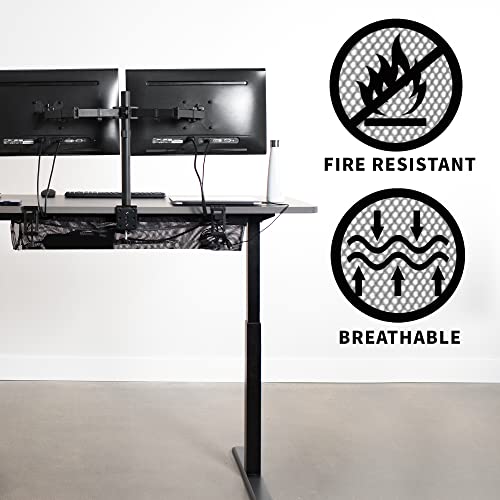 VIVO No Drill Clamp-on 36 inch Mesh Net Under Desk Cable Management Wire Organizer, Adjustable Home Office Standing Desk Cord Storage Sleeve, Black, DESK-AC36MH