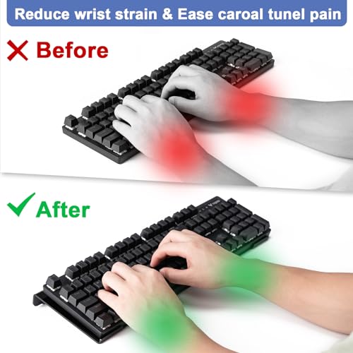 BOOMIBOO Black Acrylic Tilted Computer Keyboard Holder for Ergonomic Typing, Keyboard Stand with Silicone Anti-Slip Strip, 17 x 5.7 Inch Keyboard Tray for Office Desk, Home, School