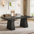 Tribesigns 63-Inch Executive Desk, Modern Black Office Computer Desk with Sturdy Double Pedestal, Large Study Writing Table Simple Workstation for Home Office