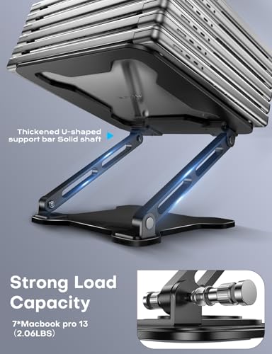 LOXP Adjustable Laptop Stand for Desk, Metal Foldable Laptop Riser Holder, Portable Ventilated Cooling Desk Book Shelf, Ergonomic Computer Notebook Stand Compatible with 10-15.6" Laptops