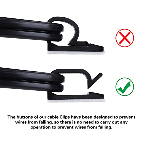 XHF 120 PCS Adhesive Cable Wire Clips Black, Outdoor Christmas Light Clips, Cable Management Wire Organizer Cord Holder for Under Desk, Car, Wall, TV PC Ethernet Cable