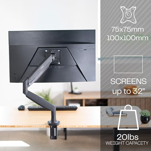 VIVO Premium Aluminum Height Adjustable Single Monitor Articulating Desk Mount Stand w/Gas Spring Arm Fits up to 32" Screen (STAND-V001Q)