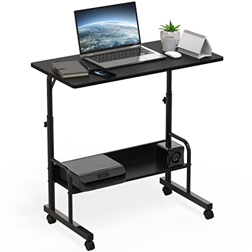 SHW 30.5" to 40.5" Height Adjustable Mobile Standing Desk Laptop Workstation for Walking Pad Treadmill, Black