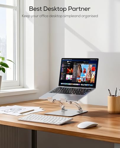 Nulaxy Ergonomic Adjustable Laptop Stand for Desk, Dual Foldable Computer Riser with Advanced Heat-Vent, Heavy-Duty Portable Notebook Holder for Posture Correction, Compatible with Mac 10-17" Laptops
