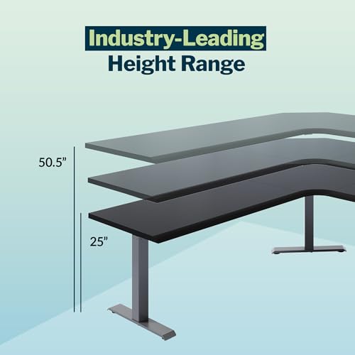 Vari ComfortEdge 80x80 L-Shape Electric Standing Desk – Height Adjustable Sit-Stand VariDesk for Corner Office with Reversible Left/Right Design + Black Top/Slate Legs (Ships in 4 Boxes)