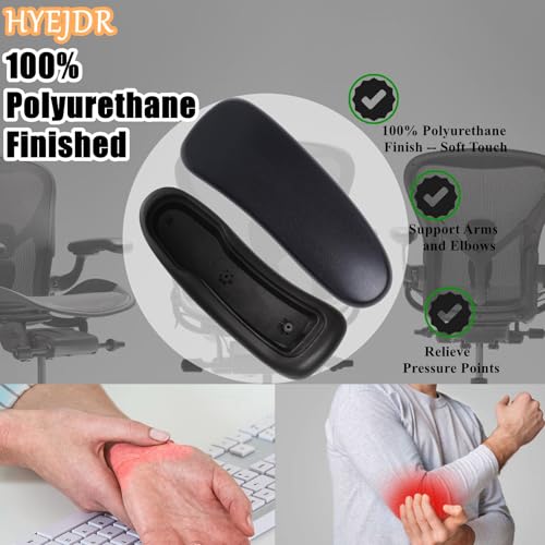 HYEJDRV Chair Armrest Replacement, Arm Pad Caps Replacement for Herman Miller Classic Aeron Chair Graphite Black 1 Pair