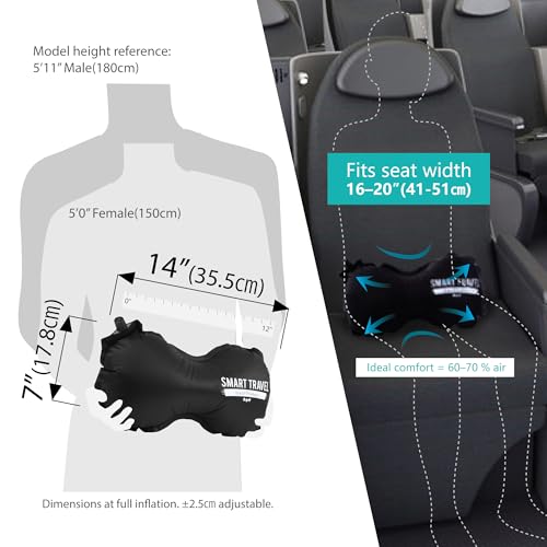 SmartTravel Travel Products Inflatable Travel Lumbar Pillow for Airplane Seat – Adjustable Lower Back Support Cushion for Long Flights