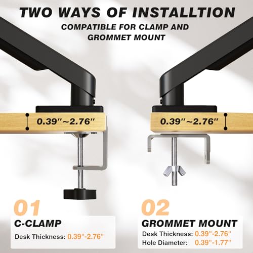 5Rcom Single Monitor Arm for 13 to 35 Inch Screens, Fully Adjustable Heavy Duty Monitor Mount Holds up to 22 lbs, Fast Install Computer Monitor Stand withCable Management Design, Black
