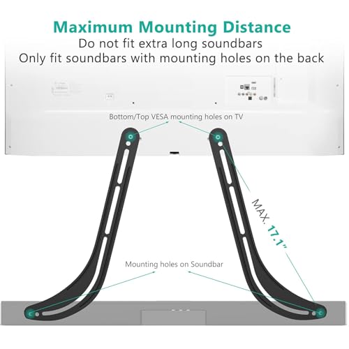 WALI Universal Soundbar Mount for TV, Heavy-Duty Bracket for Mounting Above or Below Screen, Length Up to 17",Fits Samsung,Sony,Bose,LG,Vizio,Roku,Vizio,Bose & More (SBR201)