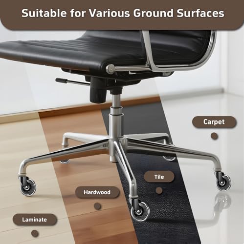 ASHGOOB Office Chair Wheels for Hardwood Floor, 5 Pack 3 Inch Heavy Duty PU Caster Wheels, Replacement Casters Universal Stem, Quiet & Smooth for Most Chairs
