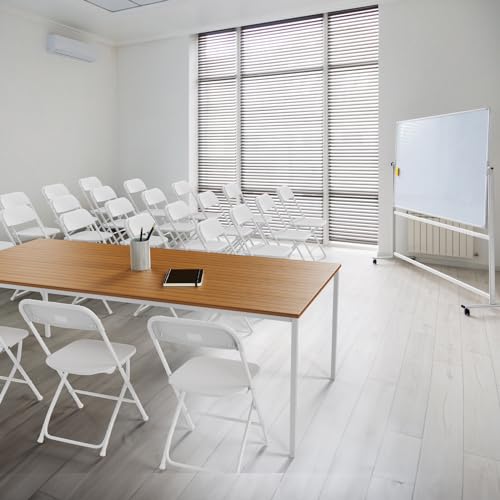 VINGLI 10 Pack White Plastic Folding Chair, Indoor Outdoor Portable Stackable Commercial Seat with Steel Frame 350lb. Capacity for Events Office Wedding Party Picnic Kitchen Dining