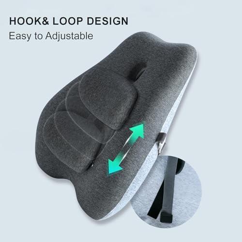 Adjustable Lumbar Support Pillow for Office Chair Improve Lower Back Pain Relief & Sitting Posture Back Support Pillow with Adjustable Slider Ergonomic Memory Foam Back Cushion for Long Sitting（1 Pcs）