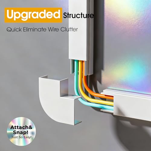 212.6in Cord Hider Wall, Cord Covers for 2-3 Wires on Wall, Paintable Cable Hider Raceway, Easier Set-up Wire Hider Wire Covers for Cords on Wall, Self-Adhesive Cable Cover, W0.95 H0.55in, White