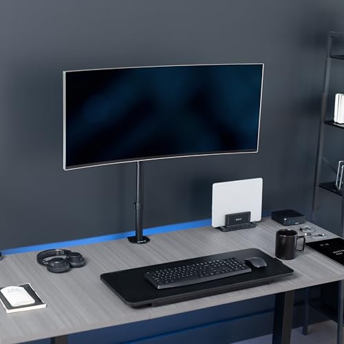 VIVO Single Monitor Desk Mount, Extra Tall Fully Adjustable Stand for 1 LCD Screen up to 32 inches, Ultra Wide Screens up to 38 inches, 22 lbs Capacity, STAND-V001T
