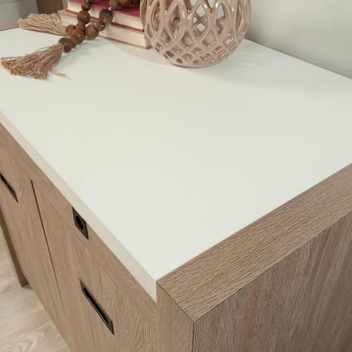 Sauder® Dixon City 33"W Computer Desk Cabinet With Storage, Brushed Oak™/Pebble White™