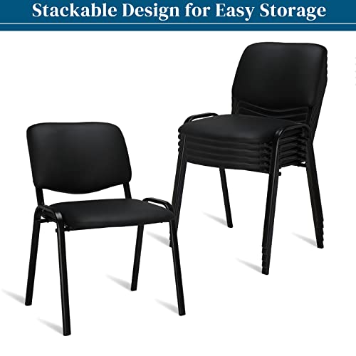VINGLI Waiting Room Chairs, 5-Pack PU Church Conference Stackable, Office Guest Chairs & Reception Stacking Chair for Meeting Room, Office Lobby, Simple&Space-Saving