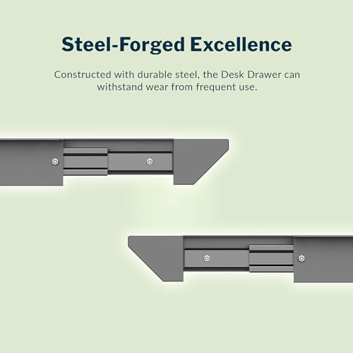 Vari Steel Under Desk Drawer - Slim Undermount Storage Organizer- Standing Desks Attachment- Versatile Placement Options, Efficient Workspace- Office Desk Accessory- (20.25" x 9.5" x 1.75")