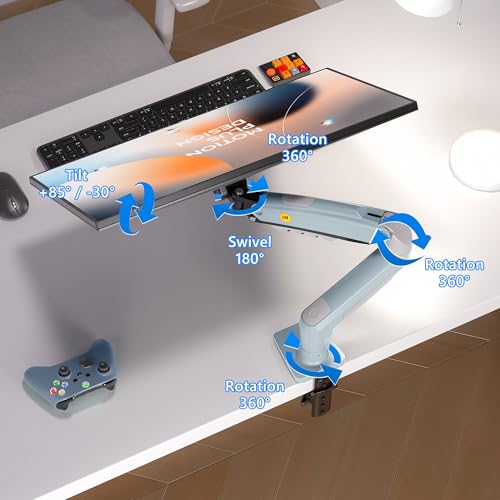 Monitor Mount,Fits 17-30" or Bigger Computer Monitors(Within 19.8lbs), Adjustable Stand with Tilt Rotation Swivel Function, Desk Mount F80 Series (Lake Blue)