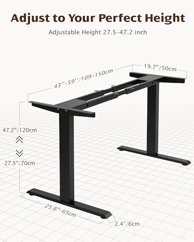 TOPSKY Dual Motor Electric Standing Desk Frame, Height Adjustable Sit Stand Base for Home Office, Fits Table Tops up to 70.8 x 31.5 Inch, 225 lb Capacity (Black, Without Stand)