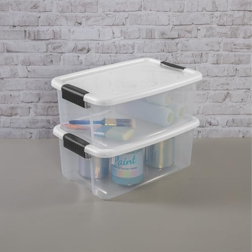 Sterilite 6-Pack Ultra Latching Box, Storage Bins with Lids, Clear Plastic, 18 Qt – Large Heavy-Duty Organizing Bin Containers for Home, Closet, Kitchen, Pantry, Bathroom, and Office