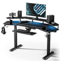 EUREKA ERGONOMIC Gaming Desk, Standing Desk w Keyboard Tray, 72" Wing Shaped Music Studio Table with LED Shelves, Gaming Recording Live Stream, Slot Design