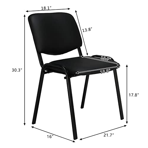 VINGLI Waiting Room Chairs, 10-Pack PU Church Chairs Conference Stackable Set, Office Guest & Reception Stacking for Meeting Room, Lobby, Simple&Space-Saving, Pu-black