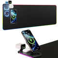 HAUTOCO Wireless Charging Mouse Pad 15W RGB Gaming Mousepad Waterproof Desk Mat with Phone Holder 35.4''x11.8'' Extra Large Desk Pad Non-Slip Base Computer Keyboard Mat for PC Laptop, Black