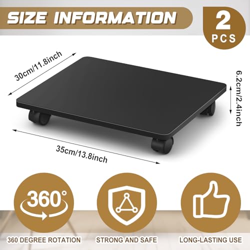 Beeveer 1 Pcs Office Under Desk Printer Stand with 4 Caster Wheels 13.8 x 11.8 Inches Black Movable Printer Copier Shelf CPU Holder for Home Office Heavy Duty Storage Rack Scanner Fax Machine