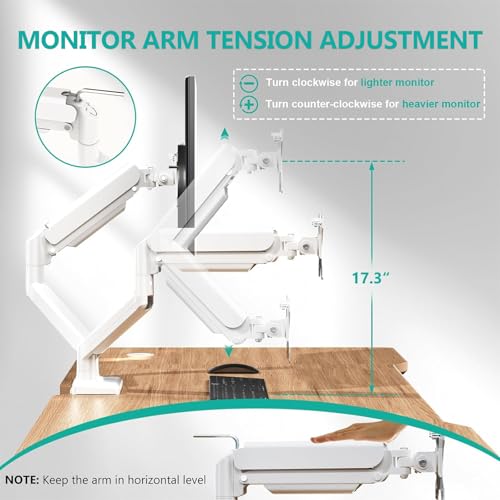 WALI Dual Monitor Stand, Adjustable Arm Monitor Mount for 2 Monitors up to 32 Inch,19.8lbs Capacity (GSMP002W), White by WALI