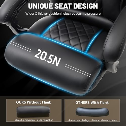 Massage Office Chair with Foot Rest,6 Points Vibration&Heat Executive Office Chairs,Big and Tall Leather Office Chair 500LBS,Ergonomic Desk Chair for Heavy People,Home and Office Computer Chair,Black