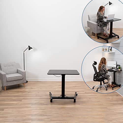 VIVO Mobile 32 inch Sit Stand Laptop Cart, Height Adjustable Rolling Podium, Locking Wheels, Black, CART-V07B