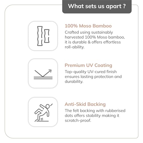 Anji Mountain Office Chairmat Thickest & Sturdy Bamboo Chairmats Highly Premium Quality Anti-Slip Heavy Duty For Multi-Purpose Hardwood Floor Office & Home Floor Protector Office Chair mat-5mm Thick