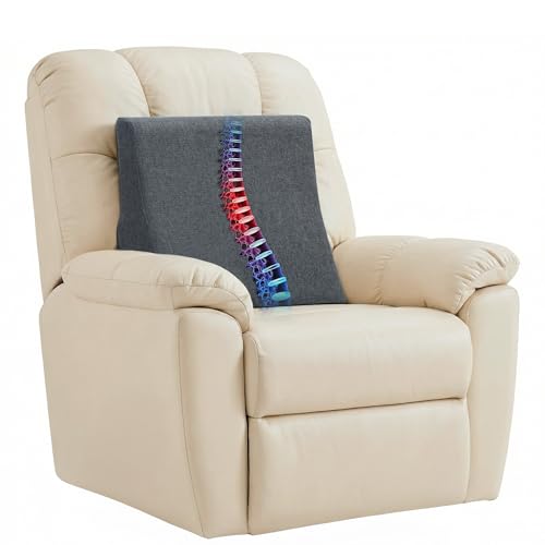 Vekkia Lumbar Support Pillow for Recliner - Couch Back Support Pillow for Lower Back Pain Relief, Lumbar Cushion for Sofa, Accent Chair & Armchair, Recliner Cushions for Elderly, Washable Cover (Gray)