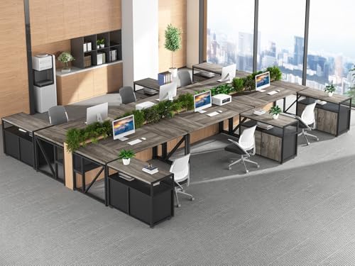 Tribesigns L Shaped Desk with Drawer Cabinet, 63" Executive Computer Desk and lateral File Cabinet, 2 Piece Home Office Furniture with Drawers for Hanging File, Doors with Locks (Gray, 63 inches)