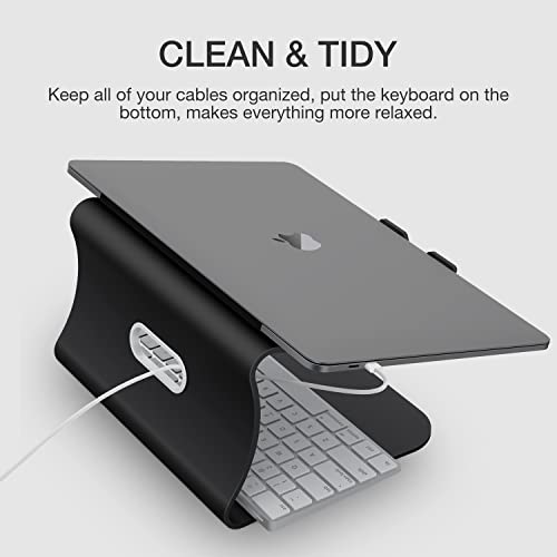Bestand Laptop Stand, Aluminum Notebook Holder Riser Heat-Vent for MacBook Air/Pro, Dell, HP, Lenovo, Microsoft Surface, Samsung 11-16 inches Notebook (Black)
