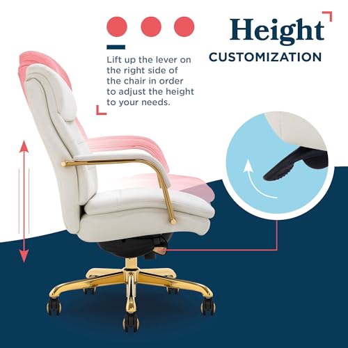 La-Z-Boy Sonata Ergonomic Bonded Leather Swivel Executive Chair, White and Gold (CCHR10014A)