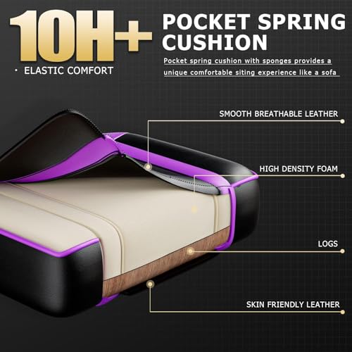 Gaming Chair, Computer Chair with Footrest and Lumbar Support, Ergonomic Video Game Chair with Headrest, Height Adjustable Gamer Chair Office Desk Chair, Purple